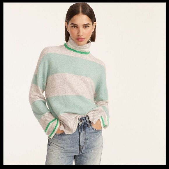 J Crew Striped Supersoft Yarn Turtleneck Sweater NWT - Picture 2 of 9
